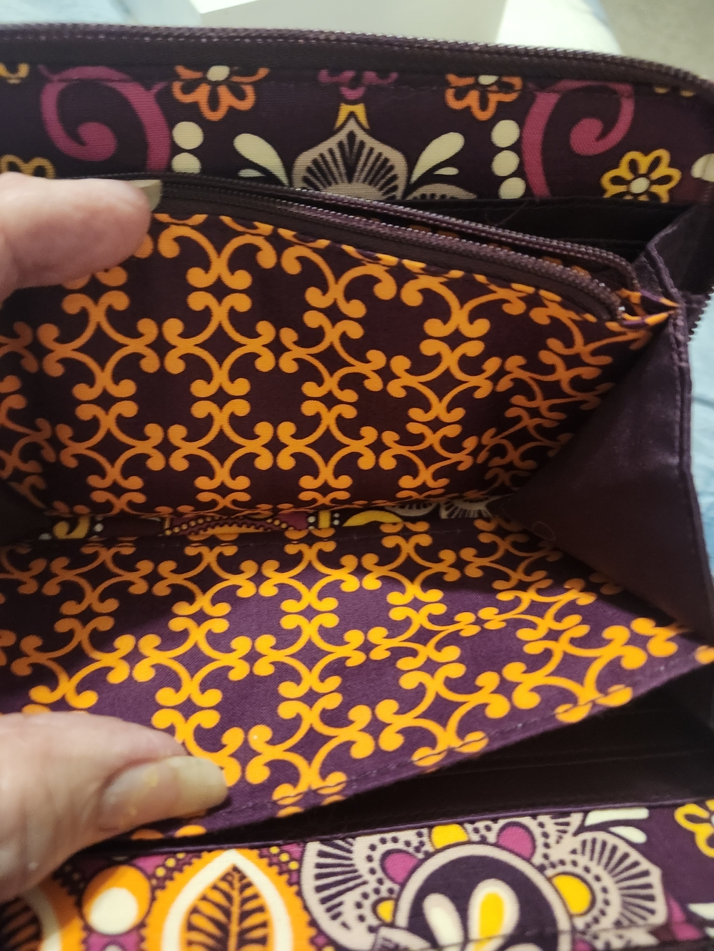 Vera Bradley Purple Floral Quilted Wallet with Yellow & Pink Accents - Picture 4 of 6
